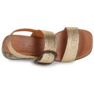 Chie Mihara QUANDA Goldfarbene Sandalen mit Absatz f&uuml;r Damen - Gr&ouml;&szlig;e 6