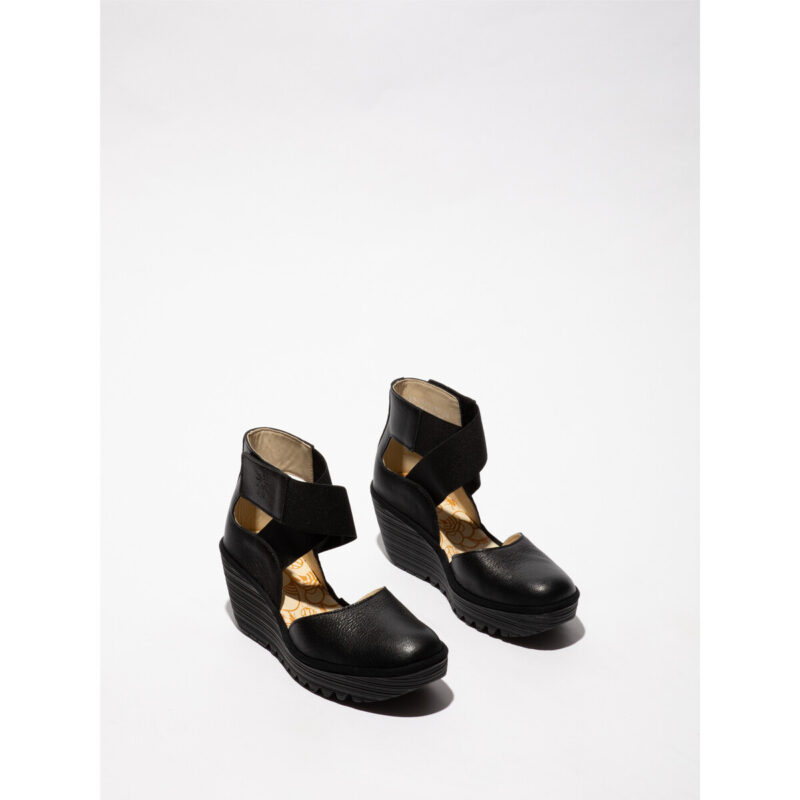 Fly London YOLG Black Wedge Sandals Women - 2