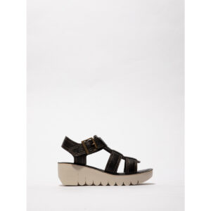 Fly London  YUUD  Nero Sandali con zeppa Donna