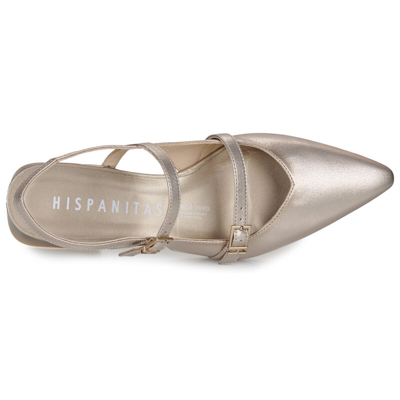 Hispanitas Sandalias de tac&oacute;n doradas DALI-HV253922 para mujer - Talla 6