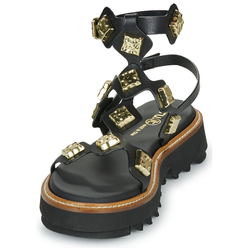 Fru.it 9169-100-HELGA-NERO-TEXANO-NERO Nero Sandali con zeppa Donna - 3