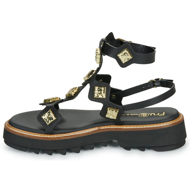 Fru.it 9169-100-HELGA-NERO-TEXANO-NERO Nero Sandali con zeppa Donna - 4