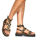 Fru.it 9169-100-HELGA-NERO-TEXANO-NERO Nero Sandali con zeppa Donna - 8
