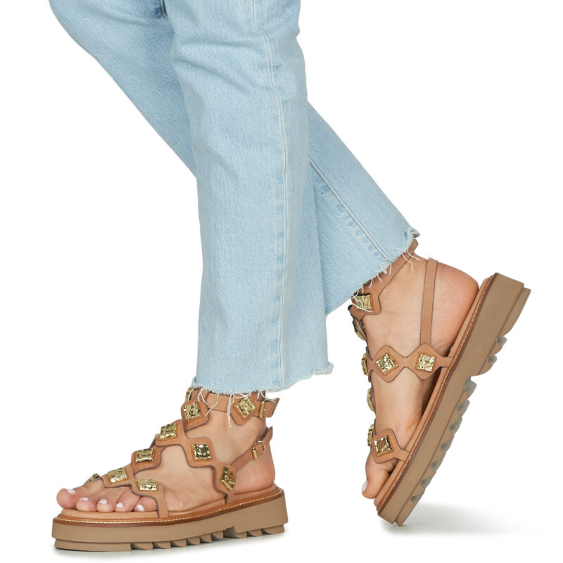Fru.it 9169-100-HELGA-TAUPE-TEXANO-LEGNO Marrone Sandali con zeppa Donna - 8