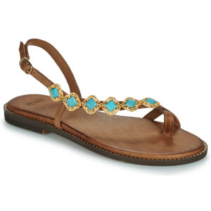 Exé Shoes  530-MILOS-LEATHER-BROWN-TURQUOISE  Marrone Sandali bassi Donna