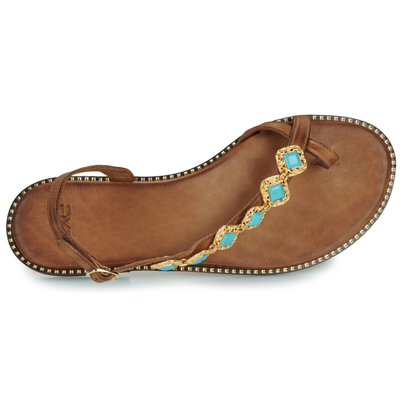 Ex&eacute; Shoes 530-MILOS-LEATHER-BROWN-TURQUOISE Marrone Sandali bassi Donna - 6