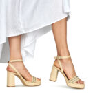 Ex&eacute; Shoes 619-ANCONA-RAFFIA-BEIGE-GOLD Beige Sandali con tacco Donna - 8