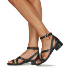 Casual Attitude COUTIL Black Heeled Sandals Women - 8