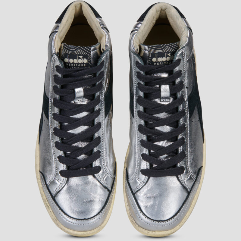 Diadora Prestige High Metal Used Argento Sneakers alte Donna - 5