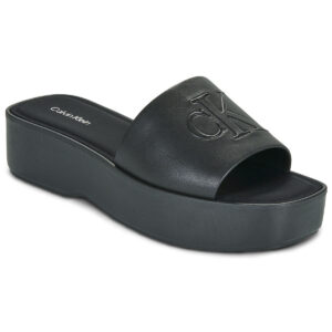 Calvin Klein Jeans  FLATF SNDL LTH MG  Nero Sandali con zeppa Donna