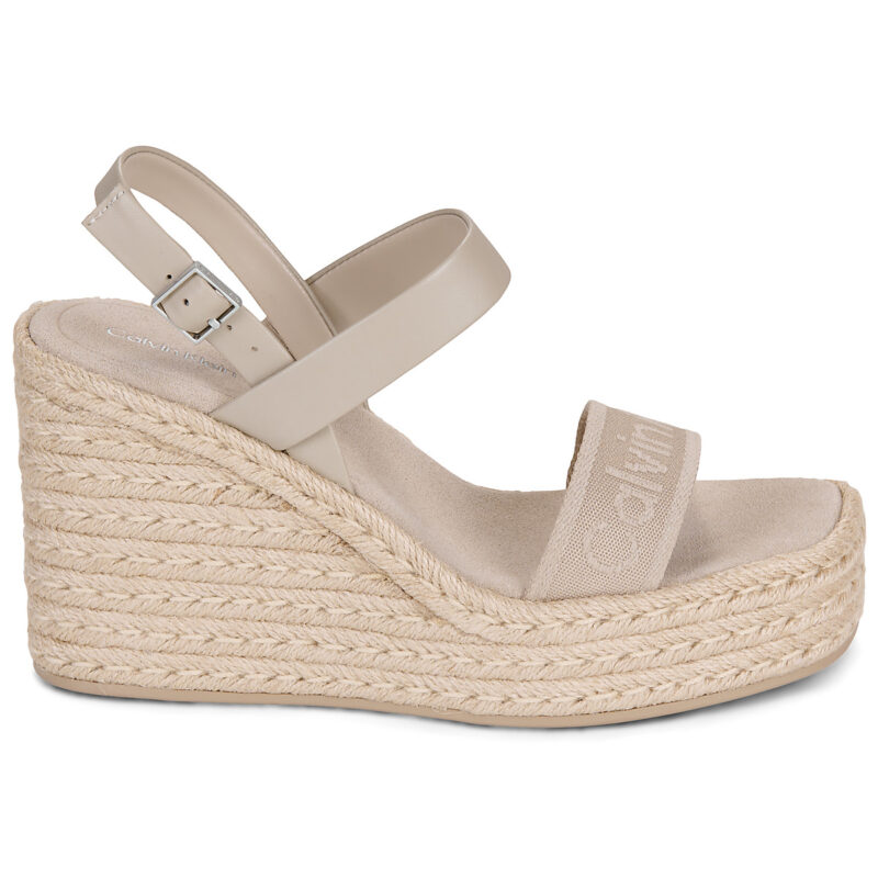 Calvin Klein Jeans WEDGE ESPAD 70 WEBBING LTH Beige Sandali con zeppa Donna - 2