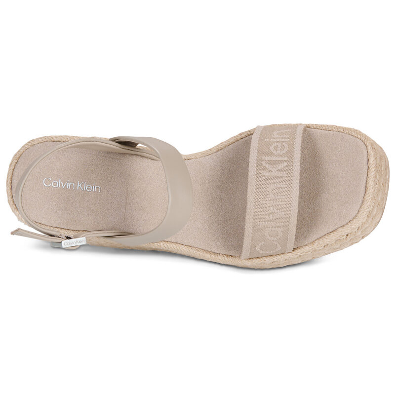 Calvin Klein Jeans WEDGE ESPAD 70 WEBBING LTH Beige Sandali con zeppa Donna - 6