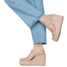 Calvin Klein Jeans WEDGE ESPAD 70 WEBBING LTH Beige Sandali con zeppa Donna - 8