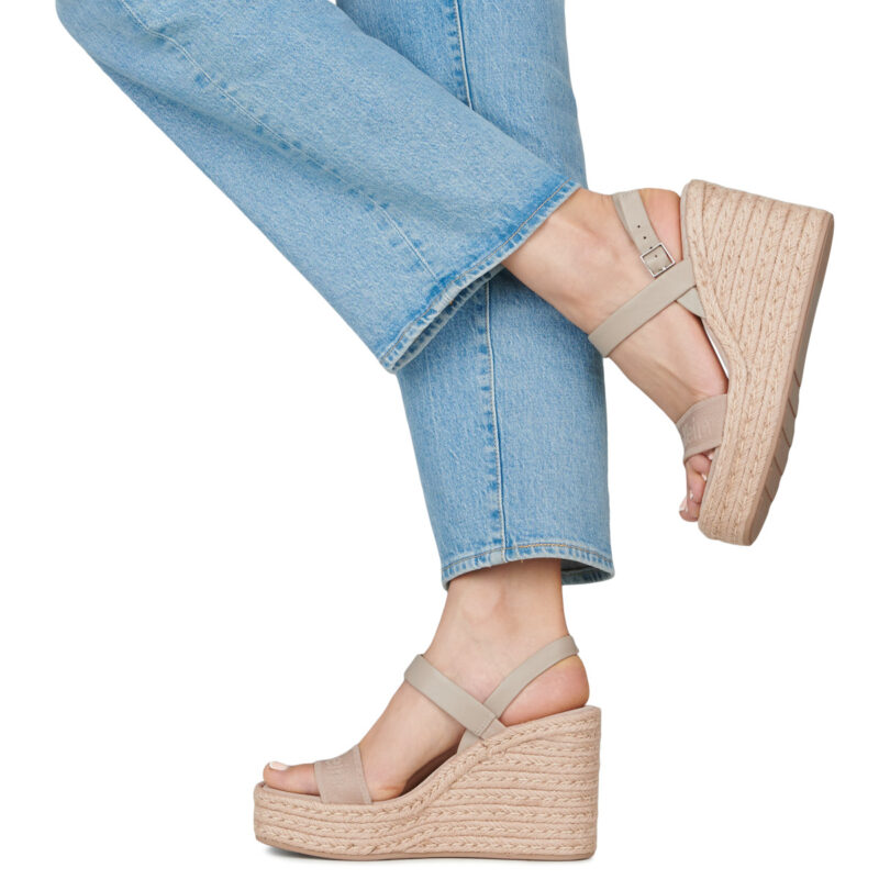 Calvin Klein Jeans WEDGE ESPAD 70 WEBBING LTH Beige Sandali con zeppa Donna - 8