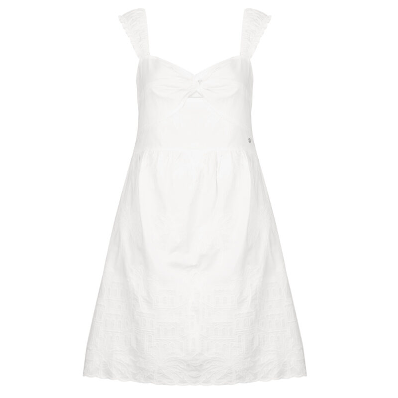Kurzes Kleid Guess SS STELLA EMBROIDERY MINI Wei&szlig;es Damen-Kurzkleid - 1