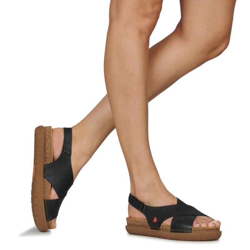 Art RHODES Black Flat Sandals Women - 8
