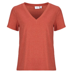 T-shirt  Vila  VILUXI GLITTER V-NECK  Rosa -  T-shirt maniche corte Donna
