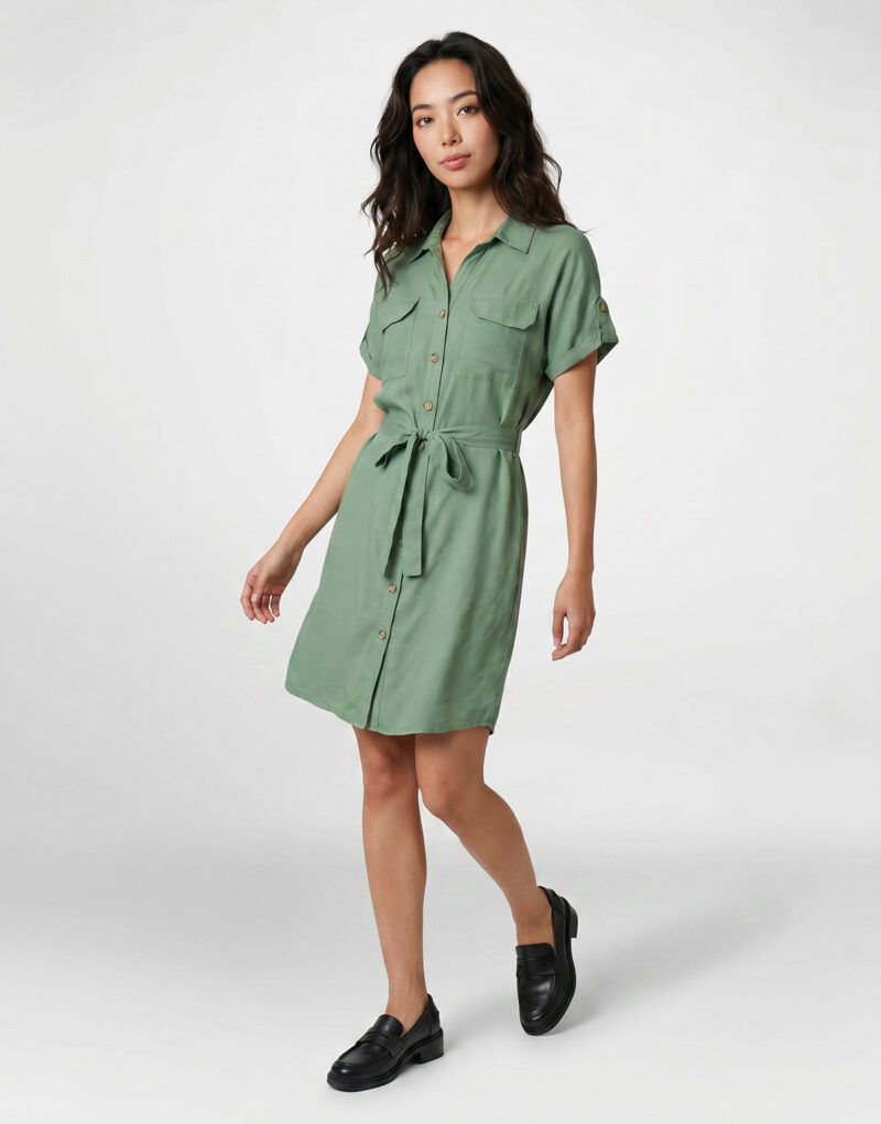 Abito corto Vero Moda VMBUMPY SS SHORT Verde Abiti corti Donna - 2