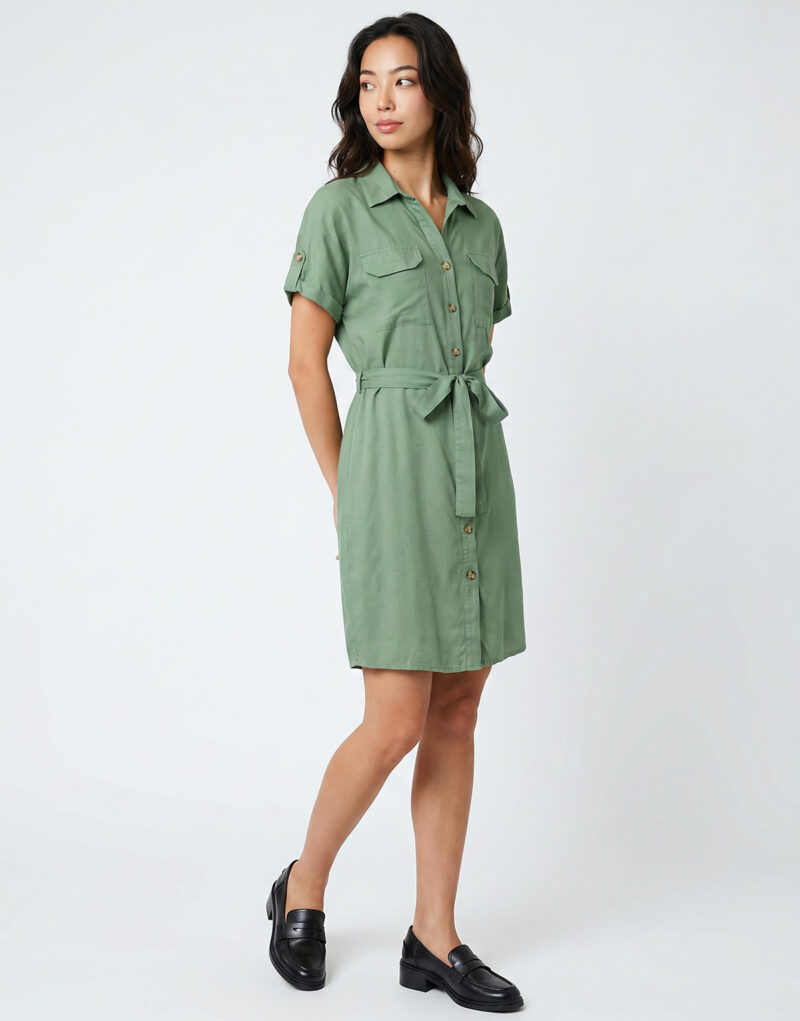Abito corto Vero Moda VMBUMPY SS SHORT Verde Abiti corti Donna - 3
