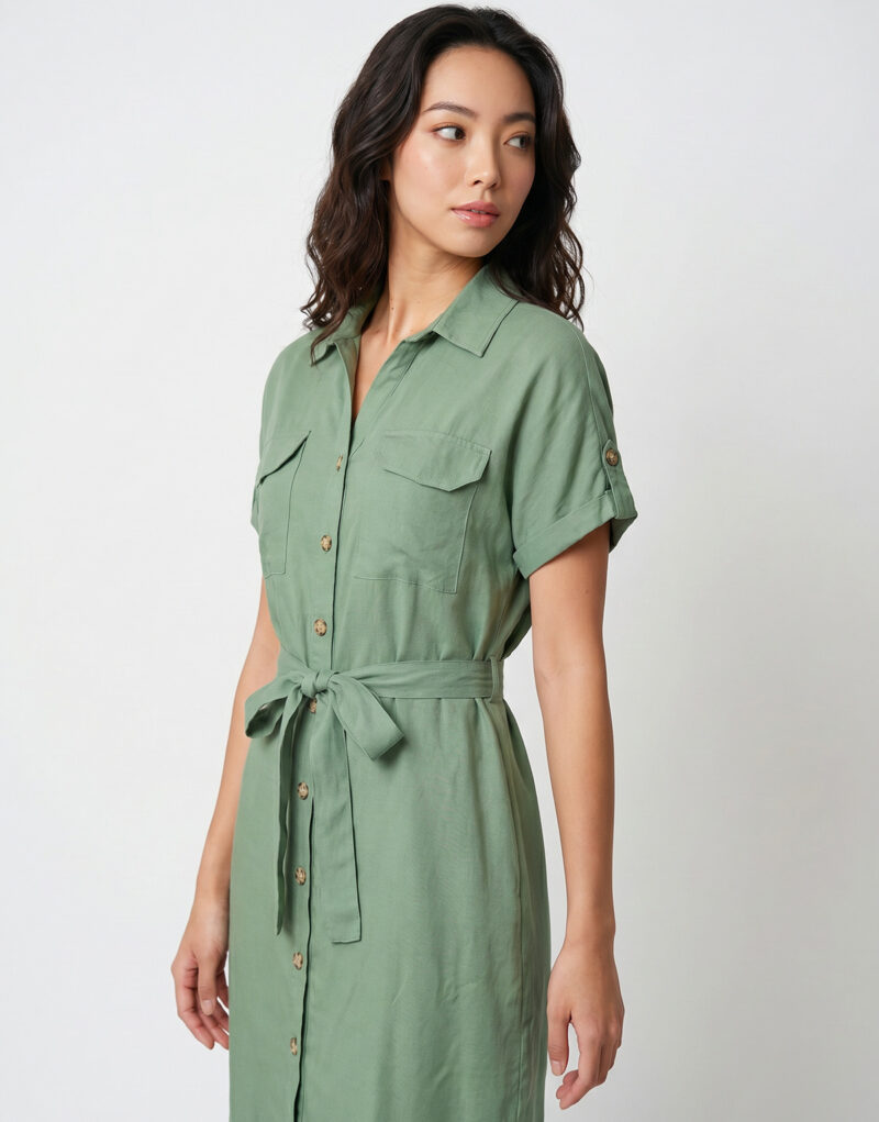 Abito corto Vero Moda VMBUMPY SS SHORT Verde Abiti corti Donna - 5