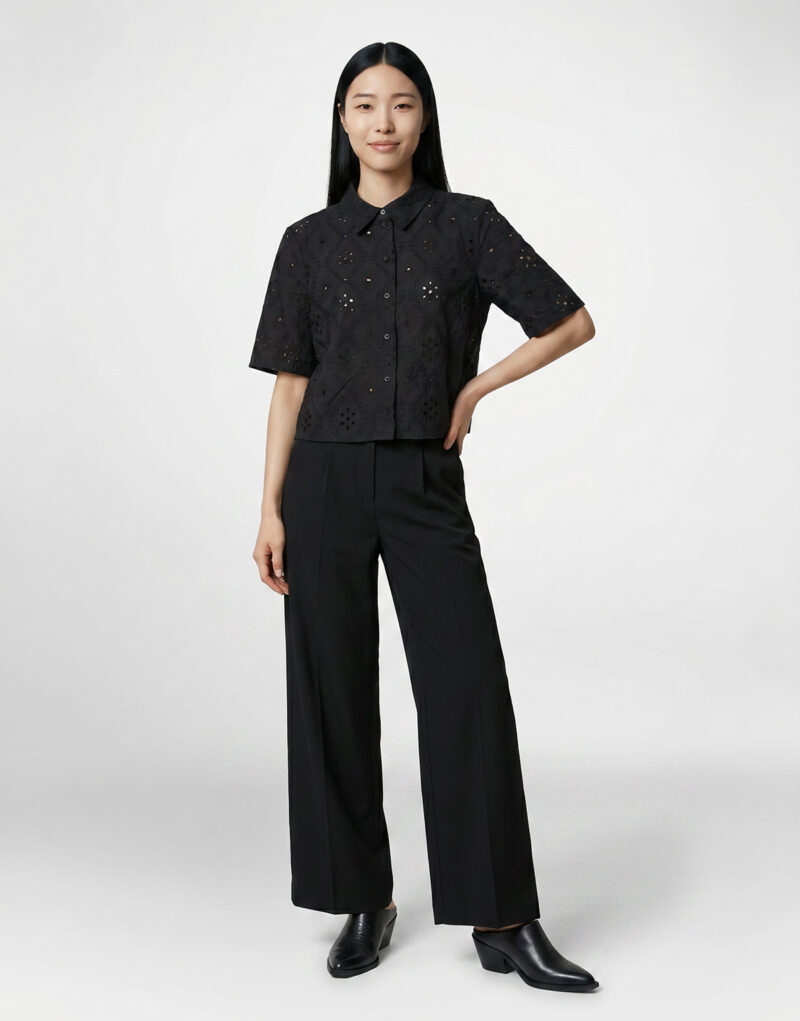 Camicetta Vero Moda VMELIZA SHORT 2/4 SLEEVE SHIRT Nero Camicette Donna - 3