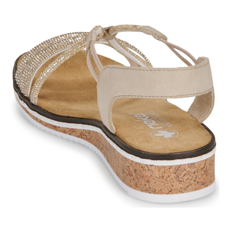 Rieker V3671-62 Beige Sandali con zeppa Donna - 5