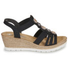 Rieker 619B2-00 Nero Sandali con zeppa Donna - 2