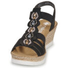 Rieker 619B2-00 Nero Sandali con zeppa Donna - 3