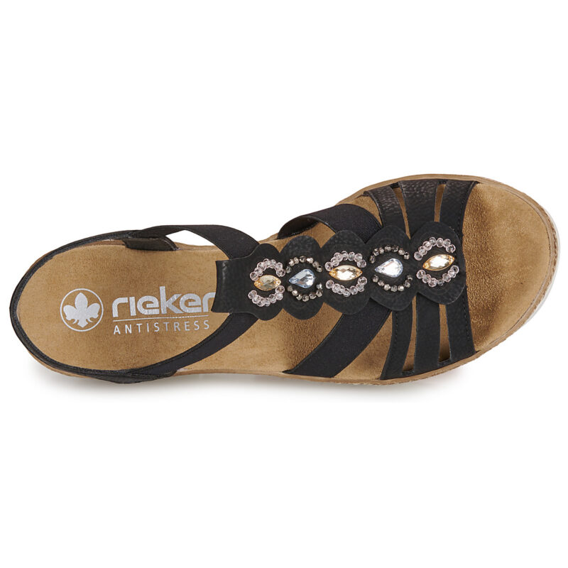 Rieker 619B2-00 Nero Sandali con zeppa Donna - 6