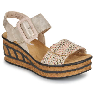 Rieker 68172-60 Beige Sandali con zeppa Donna