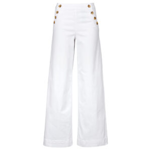 Schlagjeans Only ONLMADISON HW BUTTON WIDE Wei&szlig;e Schlagjeans f&uuml;r Damen