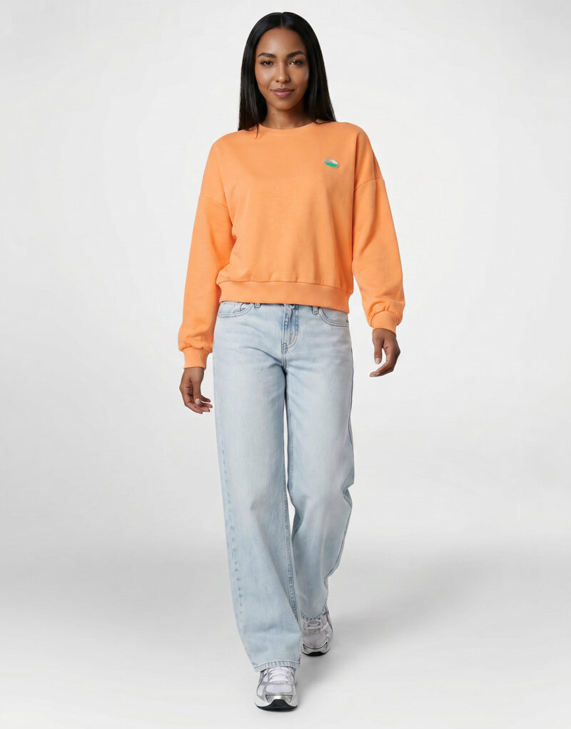 Felpa Only ONLMINNA O NECK Arancio Felpe Donna - 3