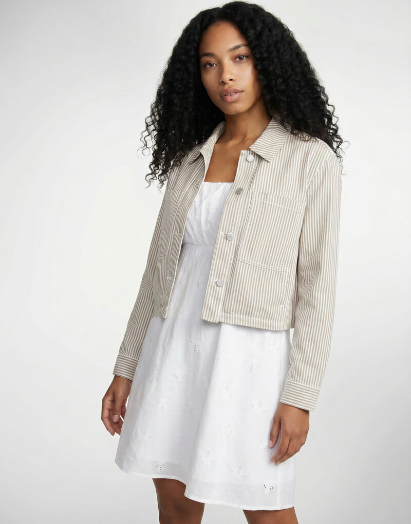 Giacca in jeans Only ONLNAOMI STRIPE Beige Giacche in jeans Donna - 3