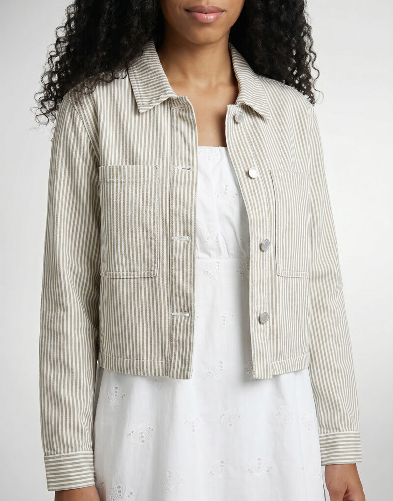 Giacca in jeans Only ONLNAOMI STRIPE Beige Giacche in jeans Donna - 5