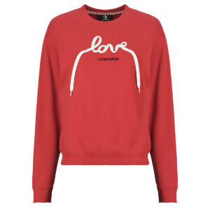 Felpe Converse LOVE LACES CREW Rosso Felpe Donna