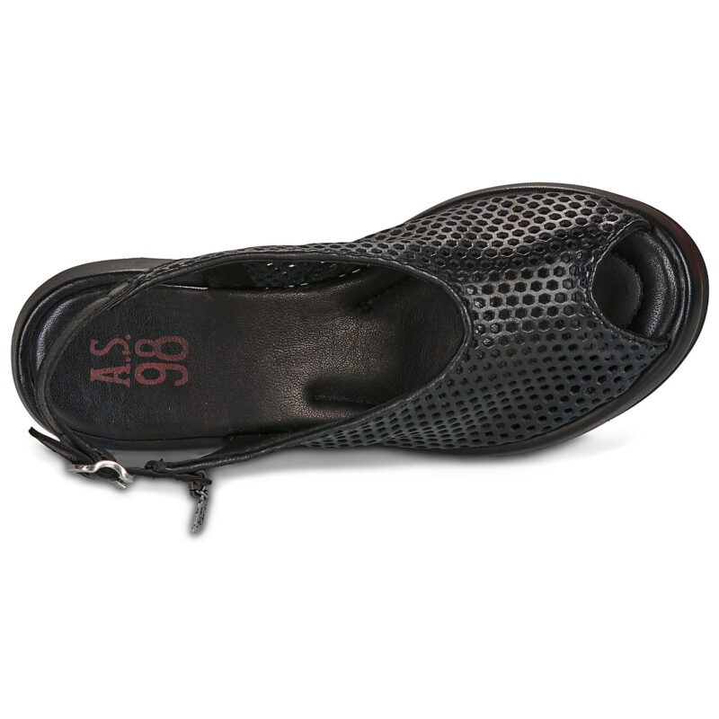 Airstep / A.S.98 SALIS PERF Schwarz Keilabsatz Sandalen Damen - 6