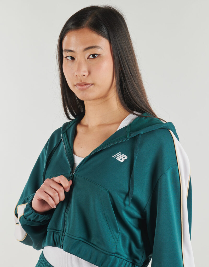 Felpe con cappuccio New Balance INTERLOCK FULL ZIP Verde Felpe con cappuccio Donna - 5