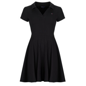 Abito corto Tommy Jeans TJW RIB F F POLO MINI DRESS EXT Nero Abiti corti Donna