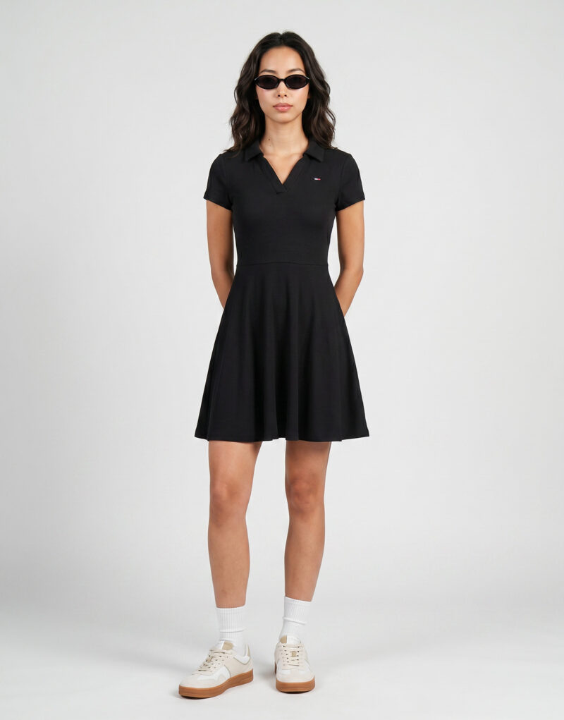 Abito corto Tommy Jeans TJW RIB F F POLO MINI DRESS EXT Nero Abiti corti Donna - 2