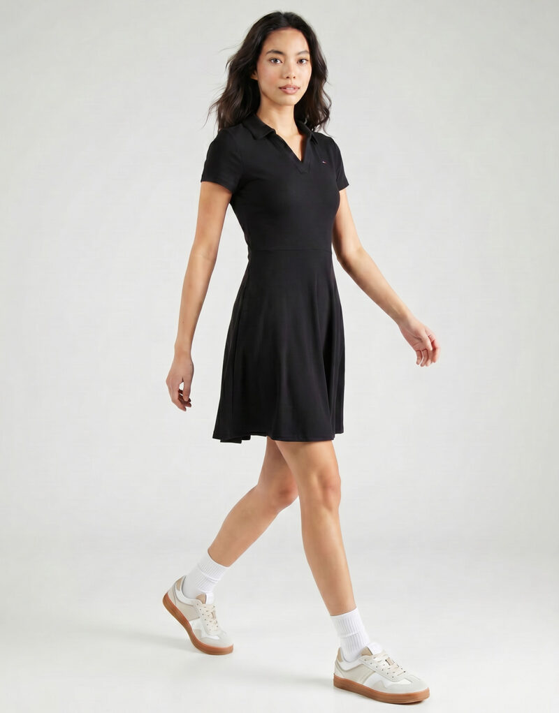 Abito corto Tommy Jeans TJW RIB F F POLO MINI DRESS EXT Nero Abiti corti Donna - 3