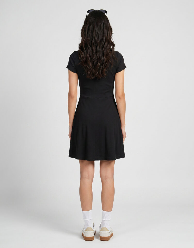 Abito corto Tommy Jeans TJW RIB F F POLO MINI DRESS EXT Nero Abiti corti Donna - 4