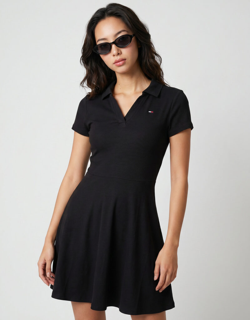Abito corto Tommy Jeans TJW RIB F F POLO MINI DRESS EXT Nero Abiti corti Donna - 5
