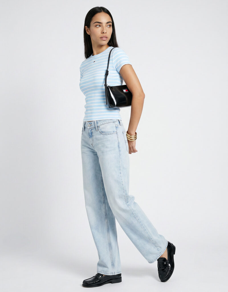 T-shirt Tommy Jeans TJW SLIM ESSENTIAL RIB SS EXT Blu T-shirt maniche corte Donna - 3