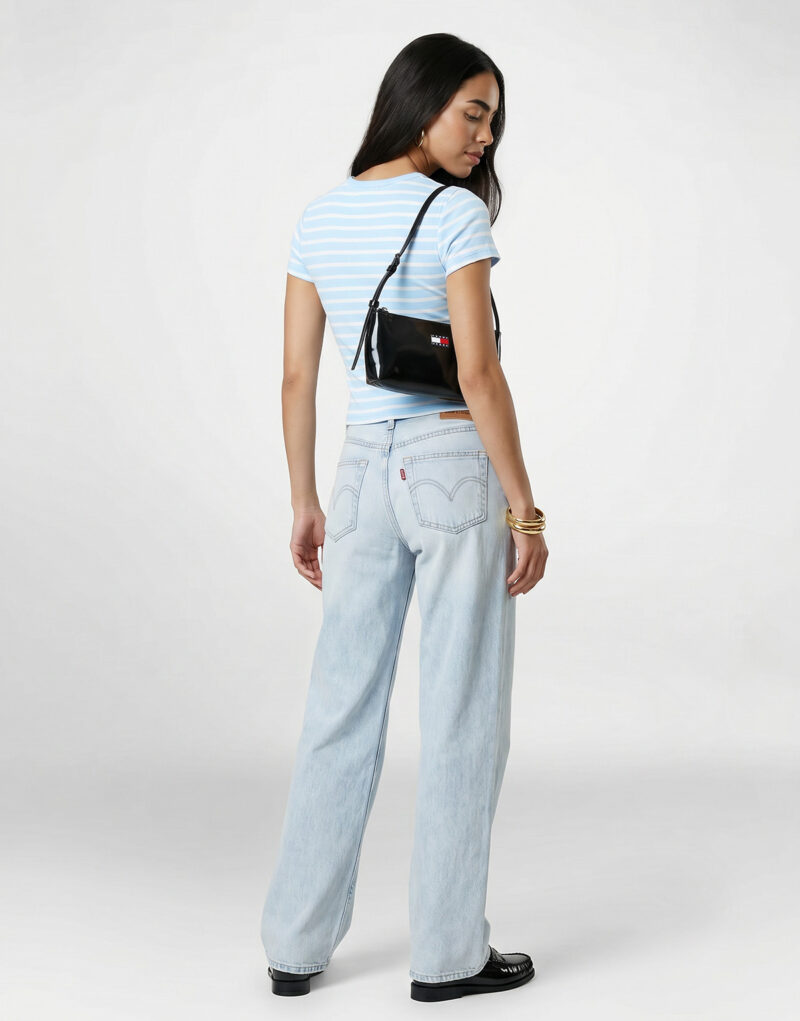 T-shirt Tommy Jeans TJW SLIM ESSENTIAL RIB SS EXT Blu T-shirt maniche corte Donna - 4