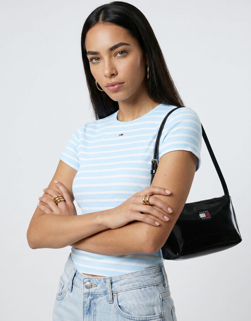 T-shirt Tommy Jeans TJW SLIM ESSENTIAL RIB SS EXT Blu T-shirt maniche corte Donna - 5