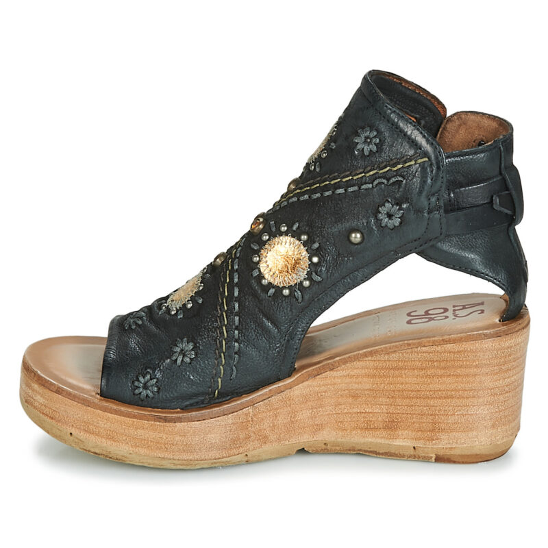Airstep AS98 NOA Schwarze Keilsandalen f&uuml;r Damen - Gr&ouml;&szlig;e 4