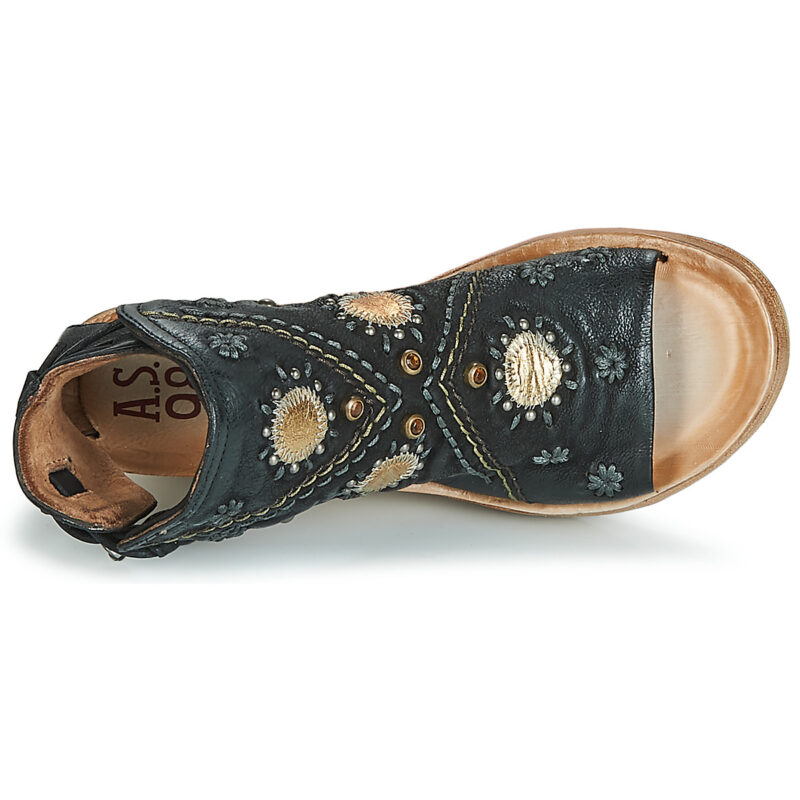Airstep AS98 NOA Schwarze Keilsandalen f&uuml;r Damen - Gr&ouml;&szlig;e 6