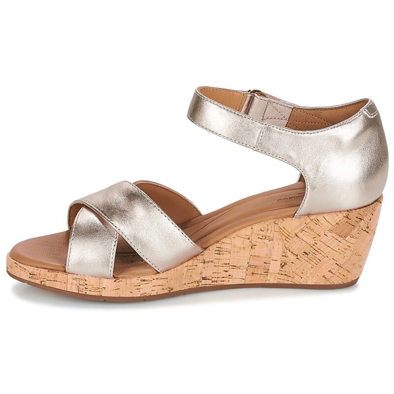 Clarks UN PLAZA CROSS Sandales compens&eacute;es Or Femme - 4