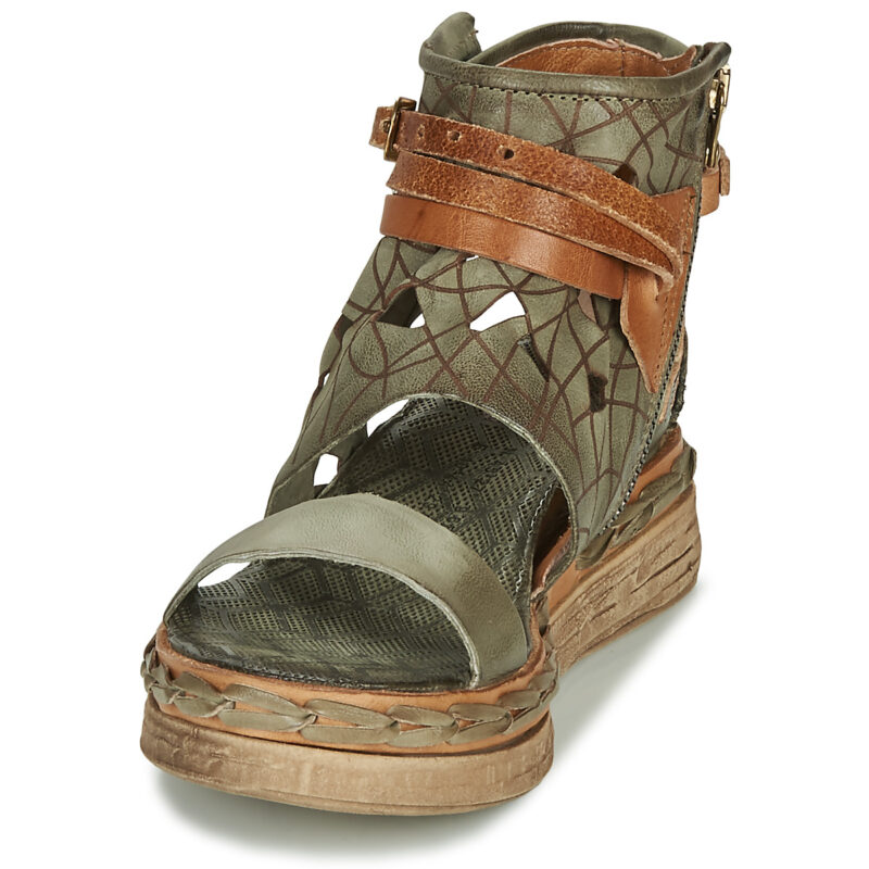 Airstep AS98 LAGOS Khaki Damen-Keilsandalen - Gr&ouml;&szlig;e 3