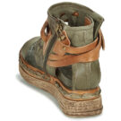 Airstep AS98 LAGOS Khaki Damen-Keilsandalen - Gr&ouml;&szlig;e 5
